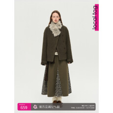 批发{ local tag } 冬季西普 慕斯毛领夹棉温暖苔绿含羊毛呢<b class='q'>大</b>衣<b class='q'>外套</b>