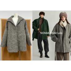 批发ULD/NOMADISM都市游牧定染多重肌理绵羊毛杂花可拆毛领短<b class='q'>手工</b>大衣