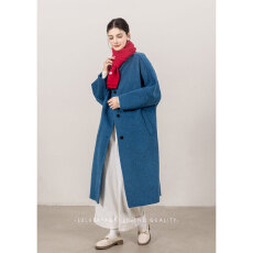 批发LULUFAF单排扣宽松高级感毛呢外套<b class='q'>女</b>秋冬新款双面呢大衣<b class='q'>女</b>