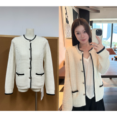 批发蝶宝嘻 rag *ne波浪纹拼色小香毛衣开衫女秋冬针织羊毛衫上衣外套