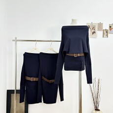 批发ANDYET AD1<b class='q'>蝙蝠</b>袖两穿<b class='q'>连衣裙</b>女针织坑条拼接短裙一字肩显瘦包臀裙