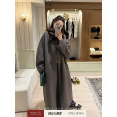批发Xzichic ROW系设计感羊绒天丝羊毛双面呢大衣女长款毛呢外套新款