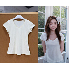 批发DoggyQin 天然<b class='q'>宝宝</b>肌t/A类婴幼儿纯棉桃心领短袖T恤夏季内搭上衣