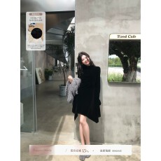 批发曾鱼儿ZENGYUER【919 1000】黑丝绒不规则丝绒<b class='q'>连衣</b>裙