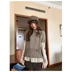 批发你好卡农 镂空花纹小<b class='q'>花朵</b>针织短袖<b class='q'>t</b><b class='q'>恤</b>女2025新款宽松显瘦上衣