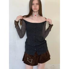 批发杂食universe 复古织物<b class='q'>可爱</b>俏皮拼接修身长袖<b class='q'>连衣裙</b>包臀短裙子女