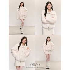 批发QDQD 甜美可爱风软糯大翻领仿皮草秋冬气质高级感白色毛毛外套女