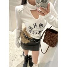 批发十三行2025秋冬新款美式字母印花长袖上衣女修身显瘦打底针织衫