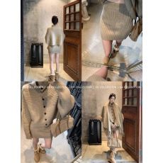 批发GV大白哥 伦敦画报 立领翻领棒针毛针织衫套装毛衣上衣半裙两件套