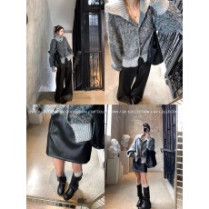 批发GV大白哥 松弛意式 羊毛大翻领立领两穿混色毛衣开衫冬季新款上衣