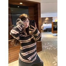 FuunJ 糯感帕拉蒂慵懒宽松复古条纹针织T恤女松弛感百搭休闲上衣