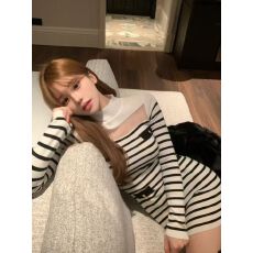 批发M900条纹连衣裙2025新款今年流行爆款裙子长袖圆领包臀裙秋小个子