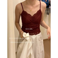 批发FULL OF CHARM 纯欲蕾丝<b class='q'>吊带</b>背心女内搭美背一体打底带胸垫小胸