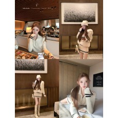 批发迟<b class='q'>伞</b><b class='q'>伞</b>25/fw 二世谷雪道 小香25n滑雪系列海军针织上衣半<b class='q'>裙</b>套装