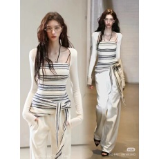 批发Bulletnini加厚保暖抓绒<b class='q'>条纹</b>运动上衣紧身套装长袖飘带长裤冬季女