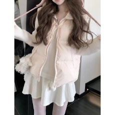 批发THETURE初雪甜岛羽绒服马甲外套女立领加厚保暖马夹秋冬新款格子