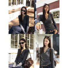 批发红人馆内搭打底衫女2025新款秋冬超好看长袖t恤修身灰色辣妹上衣