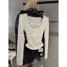 批发蕾丝花边低领<b class='q'>加绒</b><b class='q'>打底衫</b>女洋气内搭2025秋冬新款修身纯欲上衣