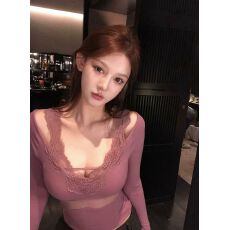 批发南希FairyNancy 夜莺与欲 长袖蕾丝内搭打底衫女V领外穿<b class='q'>T</b><b class='q'>恤</b>上衣