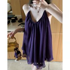 批发Xzichic清冷仙气法式V领吊带背心夏季新款气质雪纺<b class='q'>无袖</b>上衣女