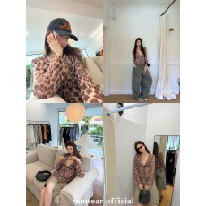 批发Ranwear'午夜巴塞'【罗曼蒂克小衫】微透肌理感绑带豹纹雨滴双版