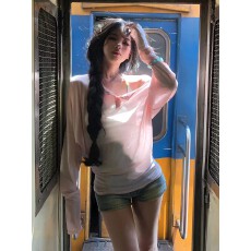 批发44AaSi  爱乐之城 莱赛尔复古挂脖系带上衣垂感显瘦外穿挂脖上衣