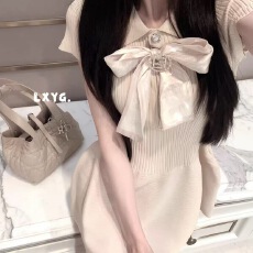 批发正版日落星河原创设计法式复古气质名媛风<b class='q'>蝴蝶结</b>吊带<b class='q'>连衣裙</b>