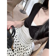批发Laareetoo  莱赛尔中袖罩衫女夏季2026新款设计感<b class='q'>短款</b>V领上衣叠穿
