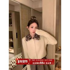 批发MLS 小花豹女士 复古野性2026春<b class='q'>夏</b>新款女上衣豹纹翻领针织开衫