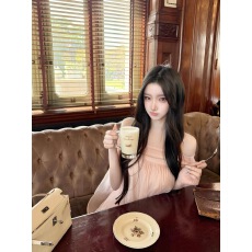 批发Hotdog 热狗很辣【花苞契约】粉色网纱蓬蓬裙女温柔一字肩<b class='q'>连衣裙</b>