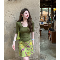 只有妮 洛神花赋  美人裙!复古花卉铜氨丝鱼尾半裙女优雅气质短裙