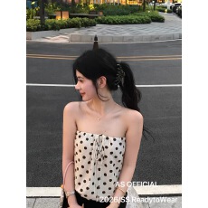 批发法式波点抹胸背心女夏季性感辣妹小个子外穿修身显瘦短款百搭上衣