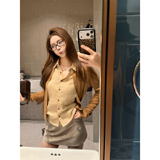 批发OIOI ESSE｜100<b class='q'>亚麻</b>拼接针织真两件衬衫女秋季智性感休闲上衣