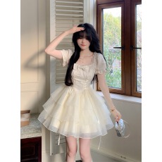 批发清风铃兰 甜美公主风蝴蝶结欧根纱短款<b class='q'>连衣裙</b><b class='q'>蓬蓬裙</b>女夏