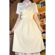 批发韩版温柔风甜美蝴蝶结假两件<b class='q'>连衣裙</b>