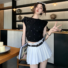 批发白色芭蕾风半身裙女性感裙裤百褶<b class='q'>短裙</b>小个子辣妹高腰A字裙子