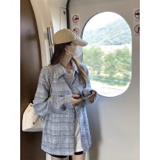 批发小香风别致长袖外套女秋季复古新款宽松时尚百搭小众设计感上衣潮