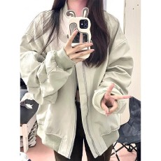 批发原版做法2026飞行服夹克外套女<b class='q'>春</b>秋美式设计感vintage高街棒球服
