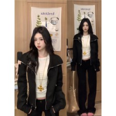 批发美式复古小个子黑色翻领<b class='q'>外套女</b>秋冬新款设计感宽松百搭<b class='q'>短</b>款夹克潮