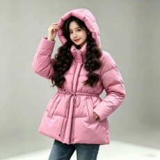 批发2026冬季新款泡芙<b class='q'>羽绒服</b>女短款气质收腰显瘦连帽加厚棉衣外套