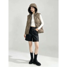批发双面穿连帽棉马甲女秋<b class='q'>冬</b>菱格宽松短款坎肩百搭加厚无袖背心外套