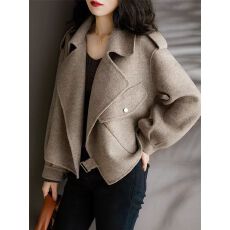 批发高端毛呢外套女秋冬2025年新款小个子宽松<b class='q'>短款</b>时尚西装领呢子大衣