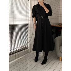 批发韩国chic<b class='q'>复古</b>气质斗篷拼接式系带泡泡袖收腰连衣裙25秋季新品<b class='q'>长裙</b>