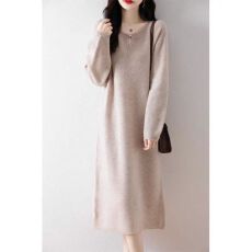 批发秋冬新款羊毛连衣裙女士中长款加厚毛衣裙宽松显瘦内搭针织<b class='q'>打底裙</b>