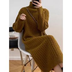 批发秋冬穿搭高领毛衣<b class='q'>连衣裙</b>女2025新款慵懒风高级感<b class='q'>中长</b>款打底针织裙