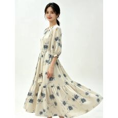 批发水墨晕染系带连衣裙女气质2026<b class='q'>夏</b>季新款浪漫度假风独特超好看长裙