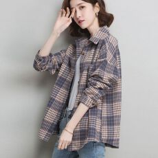 批发高档格子衬衫女2026年春<b class='q'>秋</b>季新款复古洋气长袖衬衣宽松韩版外套