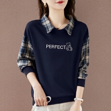 批发POLO领韩版洋气<b class='q'>卫衣</b>女2026年春秋新款时尚休闲显瘦假两件上衣ins