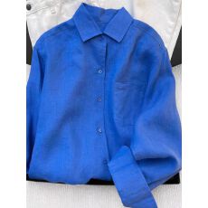 批发法式高级感<b class='q'>白色</b>亚麻<b class='q'>衬衫女</b>夏薄款宽松老钱风棉麻衬衣防晒上衣