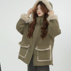 批发秋冬爆款2025新款派克服加绒加厚保暖外套时尚羽绒内胆连帽休闲